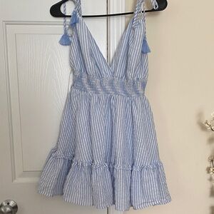 The Impeccable Pig Light Blue and White Striped Dress